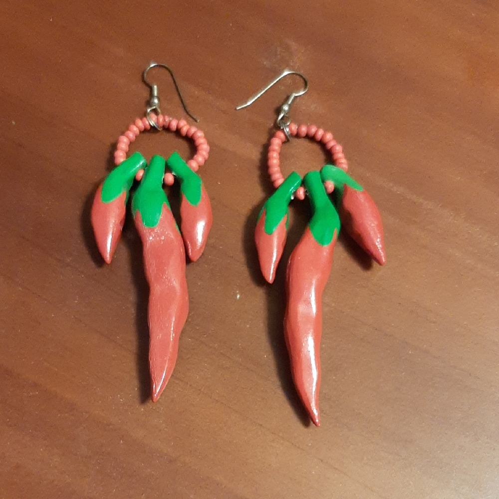 Handcrafted Red Hot Chili Pepper Earrings